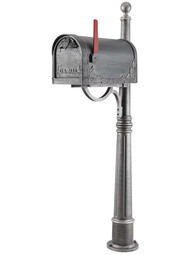 Floral Curbside Mailbox with Ashland Post in Swedish Silver.